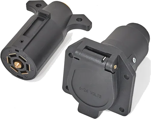 Vista 9 de MECMO RV 7 pines macho y hembra Conector de remolque, lado del vehículo y extremo de remolque, 7 vías estilo hoja de repuesto, enchufe