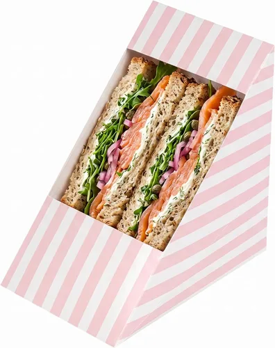 Vista 13 de Restaurantware -Cafe Vision Cajas de papel sándwich de 4.8 x 2.8 pulgadas, 200 cajas medianas de cuña tipo sándwich - con ventana, desechables, Azul