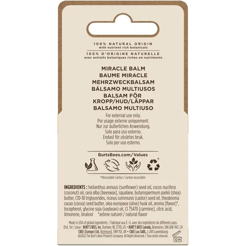 Vista 8 de Burt’s Bees Bálsamo Milagroso, 100% de origen natural, naturalmente ligero, 0.6 onzas, el empaque puede variar
