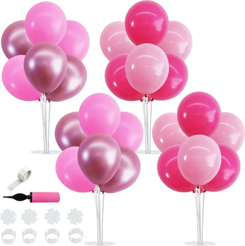 Vista 12 de TONIFUL Juego de 4 centros de mesa de globos de color negro, azul