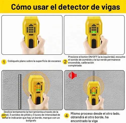 Vista 4 de Buscador de pernos y escáner de pared, detector de metales y madera para paredes de 3/4 pulg. de espesor (ST102 (viene con batería))