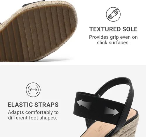 Vista 2 de DREAM PAIRS Alpargatas de punta abierta para mujer, sandalias de plataforma elegantes sin cordones con correa elástica en el tobillo