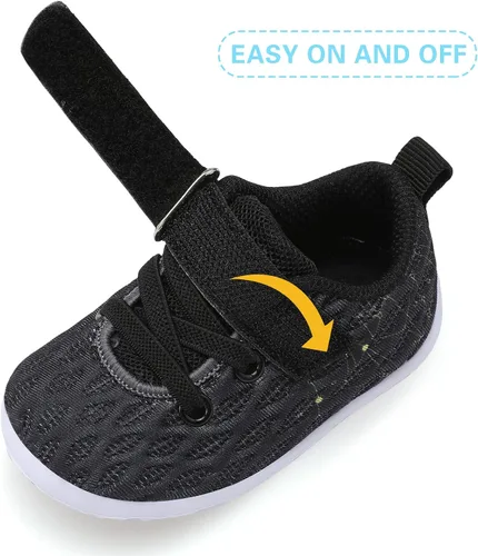Vista 3 de FEETCITY Zapatillas de bebé para niños y niñas, zapatos para primeros pasos, zapatos de cuna para recién nacidos, zapatos sin cordones para niños
