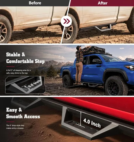 Vista 3 de TAC Sidewinder - Estribos para Dodge RAM 1500 2009-2018 2010-2025 2500 3500 cabina regular (incluye Ram 1500 Classic 2019-2023) camión de 4