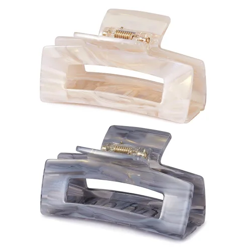 Vista 9 de Pinzas para el cabello de 3 pulgadas, diseño francés, pinza rectangular para el cabello para mujeres, damas y madres (paquete de 2)