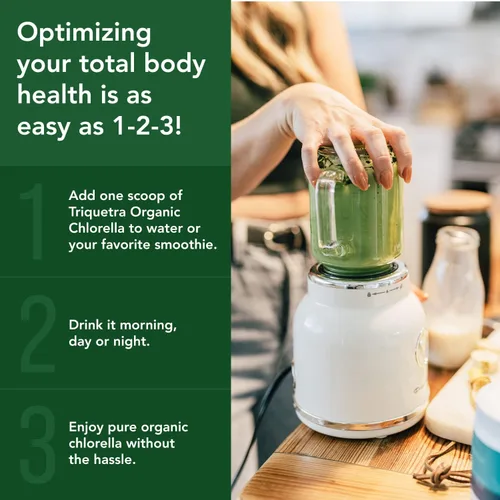 Vista 4 de Polvo orgánico de Chlorella - Cruda y cultivada al sol - Algas verdes densas en nutrientes con CGF (factor de crecimiento de Chlorella), apoya