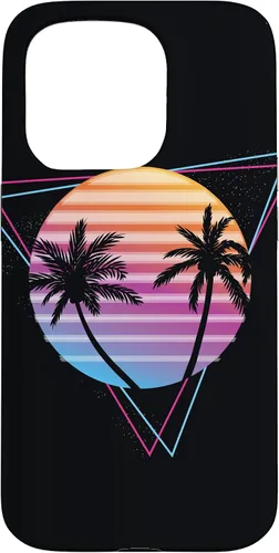 Vista 14 de Palm Sunset 80s Vibe Retrowave Synthwave Aesthetics - Carcasa para iPhone 16
