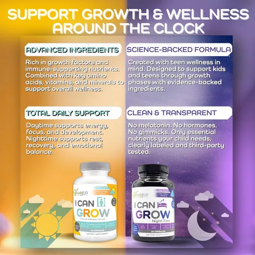 Vista 9 de I Can Grow NightTime Kids Vitaminas Multivitaminas Ayuda para Dormir Magnesio para niños con bisglicinato de magnesio Calma y recuperación