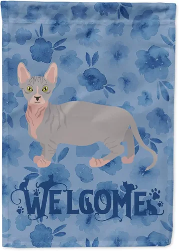Vista 109 de Caroline's Treasures CK4813CHF - Bandera de bienvenida con gato abisinio azul, manga grande, para porche, para colgar en la pared, poliéster