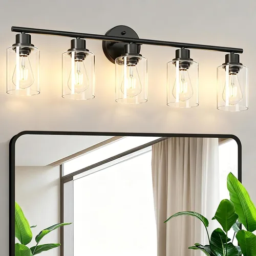 Vista 56 de Paquete de 2 luces de tocador de 1 luz, lámpara de baño de níquel cepillado con pantalla de vidrio blanco lechoso texturizado, accesorio