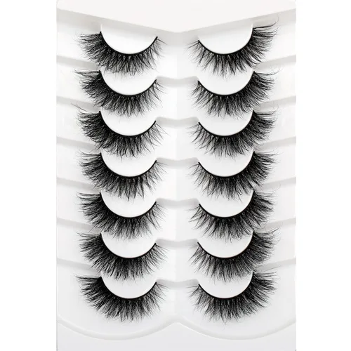 Vista 74 de Pooplunch - Pestañas postizas estilo ojo de gato, extensión de volumen 8D natural, finas, cortas, de visón sintético, tiras de pestañas postizas