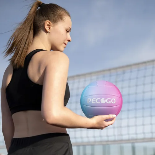 Vista 8 de Balón de voleibol tamaño 5, piel sintética duradera, interior/exterior. Control suave, gran hermeticidad para entrenamiento/juegos. Ideal para todas