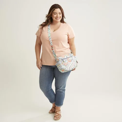 Vista 4 de Bolsa cruzada de algodón para mujeres en movimiento