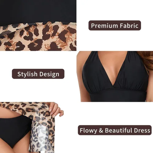 Vista 3 de Trajes de baño tankini para mujer, trajes de baño de 2 piezas con control de abdomen para mujer