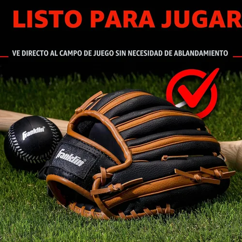 Vista 7 de Franklin Sports Juego de guantes de teeball + pelota para niños Negro
