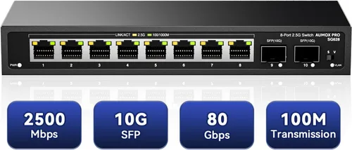 Vista 17 de Conmutador Ethernet Gigabit no administrado de 5 puertos, concentrador de red AUMOX PRO Home, divisor Ethernet de oficina, Plug-and-Play