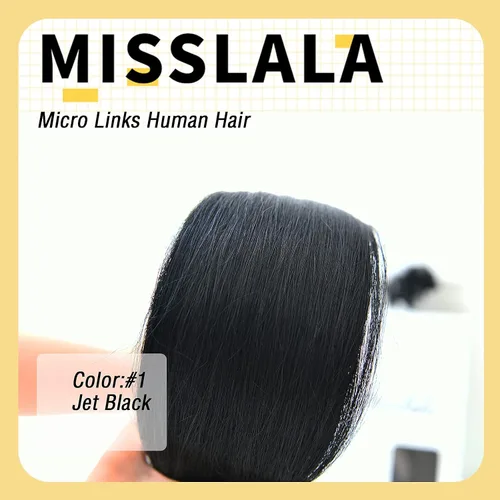 Vista 5 de Extensiones de cabello humano microlink de 16 pulgadas, extensiones de cabello natural suave de microcuentas, color #1 negro azabache, 100% cabello