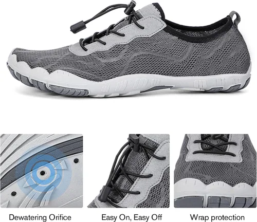 Vista 5 de HIITAVE - Zapatos acuáticos y con sensación de pies descalzos para hombre, calcetines acuáticos de secado rápido para deportes al aire libre