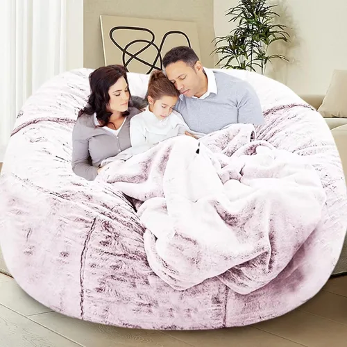 Vista 20 de HDMLDP - Funda de puf para niños y adultos, sin relleno, funda cómoda, esponjosa y redonda, para sofá tipo puf, para silla de lectura, silla de Gris