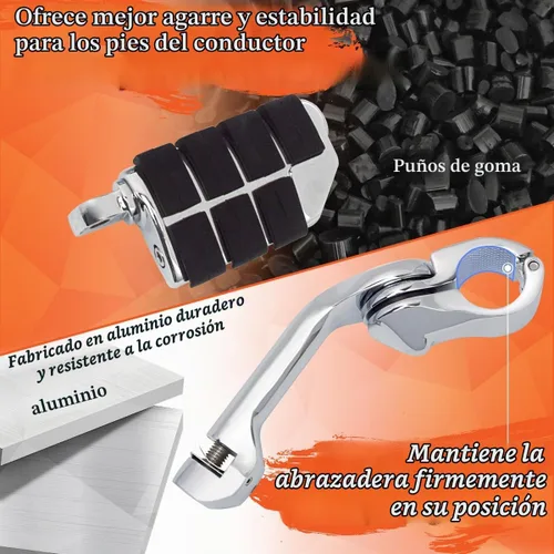 Vista 4 de FOVPLUE Estriberas de carretera de 1.25" para Harley Touring Softail Dyna CROMO LARGO ANGULADO
