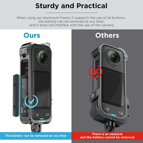 Vista 3 de CYNOVA Insta 360 X4 - Marco utilitario con cubierta de silicona para lentes