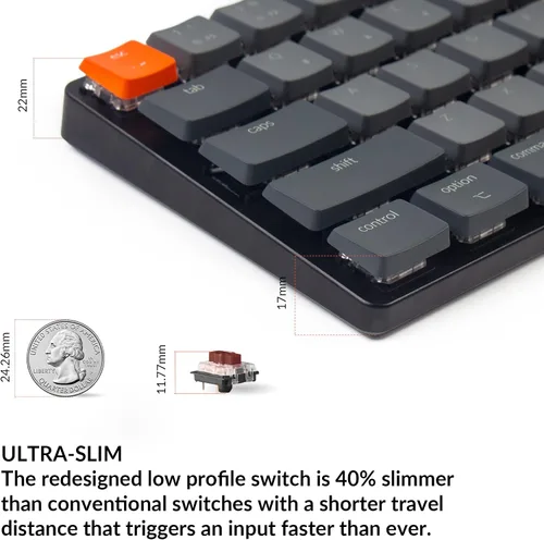 Vista 7 de Keychron K7 teclado mecánico inalámbrico ultra delgado con Bluetoothcable de 68 teclas con interruptor mecánico marrón Gateron retroiluminación LED