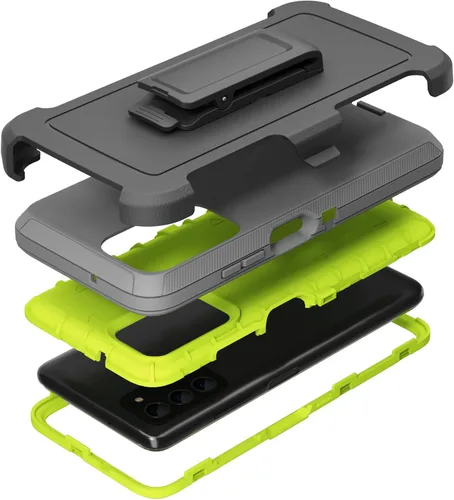 Vista 9 de Funda compatible con Samsung Galaxy A03s, con clip para cinturón, resistente, a prueba de golpes, protección de cuerpo completo para teléfono Negro