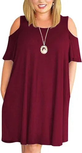 Vista 28 de Kancystore Vestido casual de verano para mujer, talla grande, con bolsillos Albaricoque
