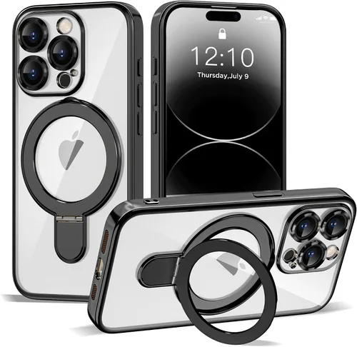 Vista 25 de Funda compatible con iPhone 12 con soporte de anillo magnético invisible [compatible con Mag-Safe] [Protector completo de lente de cámara] Funda