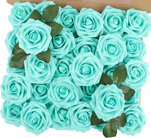 Vista 36 de MACTING 30 PCS Flores Artificiales Rosas Negras y Blancas Flores Falsas con Tallo Rosas de Espuma de Tacto Real para Boda Bola de Besos Ramillete