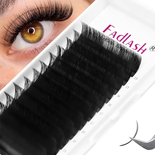Vista 14 de Extensiones de pestañas de volumen regular, bandeja mixta, 0.03 mm, rizo B, 8-14 mm, de visón premium y seda, volumen de pestañas, suaves, mate