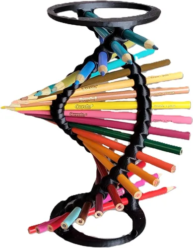 Vista 3 de Znet3D DNA Helix Portalápices – Innovador organizador de escritorio – 9 pulgadas de alto – Capacidad para 23 lápices – Diseño liso de borde redondo