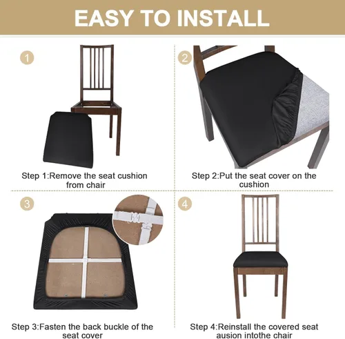 Vista 7 de NIBESSER Juego de 4 fundas de asiento impermeables para sillas de comedor, fundas de asiento elásticas lavables para sillas de comedor, funda