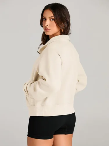 Vista 5 de AUTOMET Sudaderas con media cremallera para mujer, sudadera corta de vellón con cremallera de un cuarto, sudaderas con capucha para el otoño, a