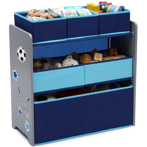 Vista 6 de Delta Children Design and Store Organizador de Juguetes de 6 Contenedores, Gris/Azul & Princess Crown Design and Store Organizador de Almacenamiento