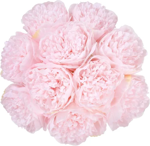 Vista 12 de U'Artlines 10 cabezas de peonías artificiales de seda, hojas y flores para decoración del hogar, oficina, bodas, fiestas, festivales y bares (negro)