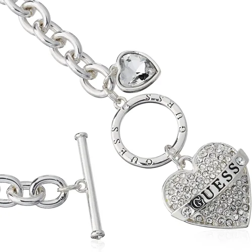 Vista 2 de GUESS Collar con dije con logotipo de palanca para mujer plateado talla única Vidrio