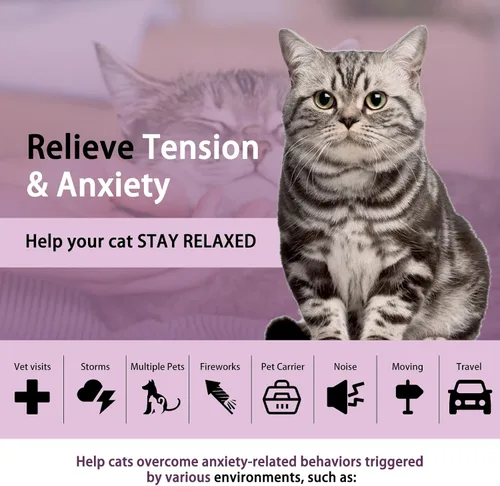 Vista 4 de Calming Collar for Cats, Pheromone Cat Calming Collar for Anxiety Relief & Stress, Adjustable Water Resistant Breakaway Calming Collars, Natural