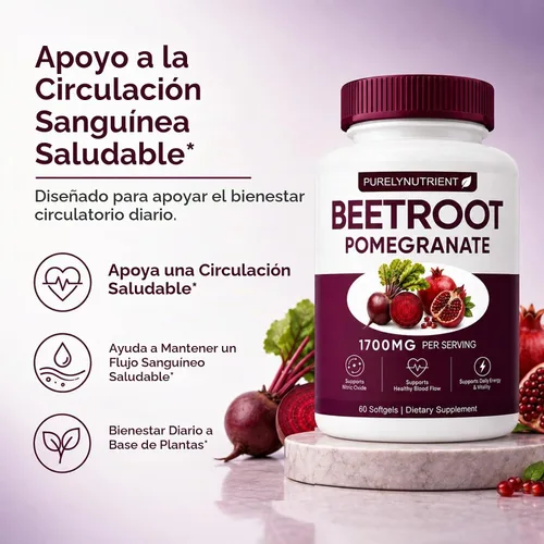 Vista 7 de Suplemento de raíz de remolacha + granada con 1200 mg