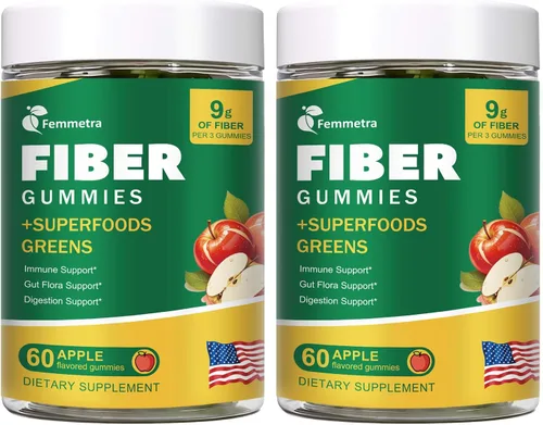 Vista 10 de Gomitas de fibra prebiótica 13 en 1 para adultos - Suplemento de fibra para mujeres y hombres con mezcla de verduras, inulina y ACV
