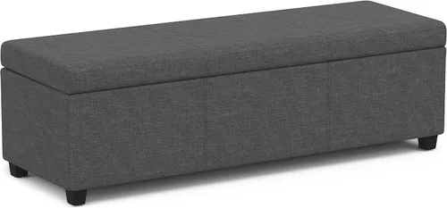 Vista 13 de SIMPLIHOME Avalon - Banco contemporáneo tipo otomana rectangular con almacenamiento extragrande de 54 pulgadas de ancho, de pelo sintético de Gris