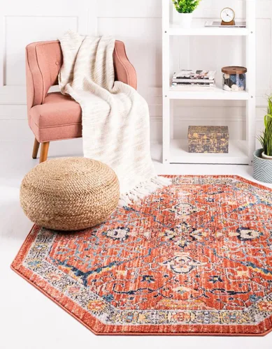 Vista 27 de Unique Loom Lola Collection - Alfombra de área Vivacious (2 pies 2 pulgadas x 3 pies 1 pulgada, rectangular, color rojo ladrillo/azul)
