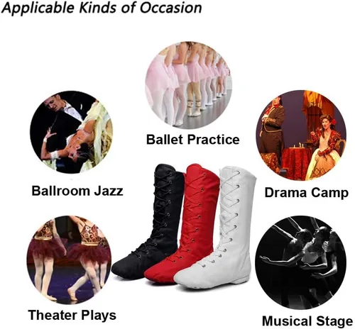 Vista 3 de MSMAX Botas de baile para adultos, zapatillas de ballet y jazz