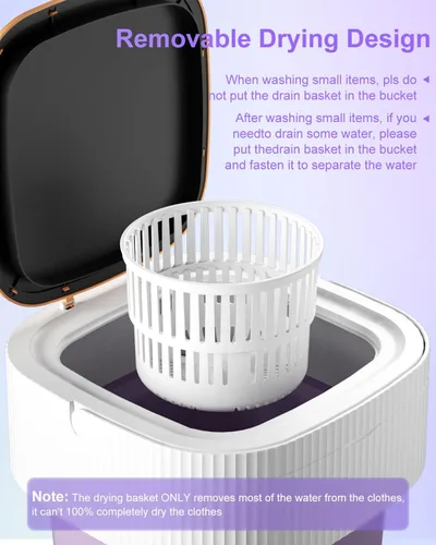 Vista 7 de 18L Portable Washing Machine, Folding Clothes Washer with Spin Basket & 3 Modes Mini Washer for Underwear, Socks, Baby Clothes Compact Washing