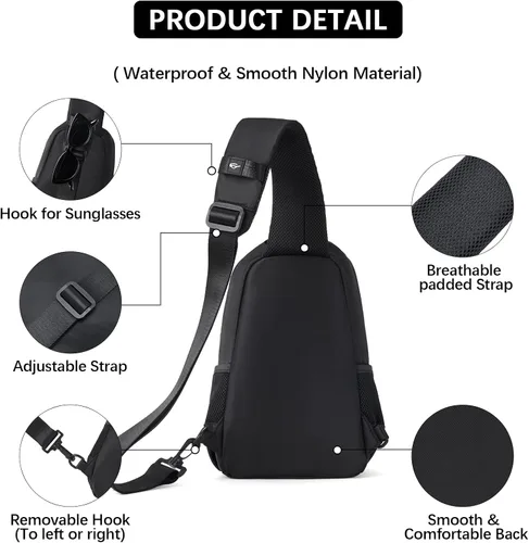 Vista 7 de BOSTANTEN Bolso bandolera, mochila cruzada para el hombro, bolsa de pecho para hombres y mujeres, viajes, senderismo, mochila casual