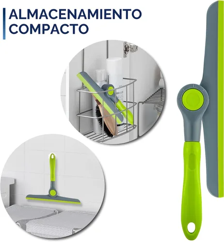 Vista 3 de DSV Standard Escobilla de limpieza de ventanas resistente verde y gris de 10 pulgadas, escobilla de mano para puertas de vidrio, ventanas