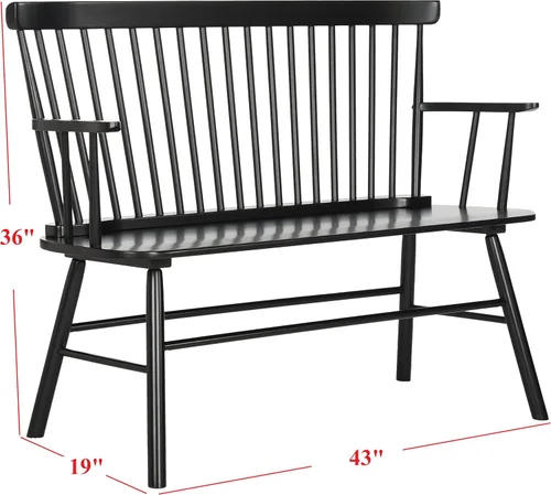 Vista 13 de SAFAVIEH Muebles - Sofá de dos plazas Addison - Negro - Madera maciza - Diseño costero de listones - Ideal para sala de estar, solárium, dormitorio
