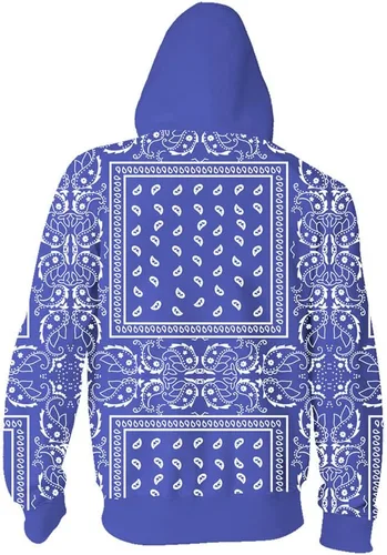Vista 2 de XIMENPER Sudaderas con capucha azul para hombre, con cremallera, color negro, rojo, con estampado 3D