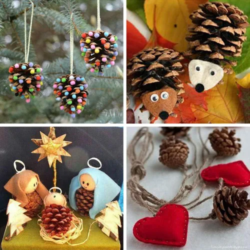 Vista 3 de Supla 30 adornos de piñas de pino preservados reales para colgar de Navidad, de 2 a 3 pulgadas de alto, adornos de piña para colgar en el árbol