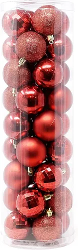 Vista 4 de Allgala - Paquete de 36 esferas de adorno de Navidad de 5 cm para árbol de Navidad, 4 estilos, color negro, pre-ensartadas, a prueba de roturas